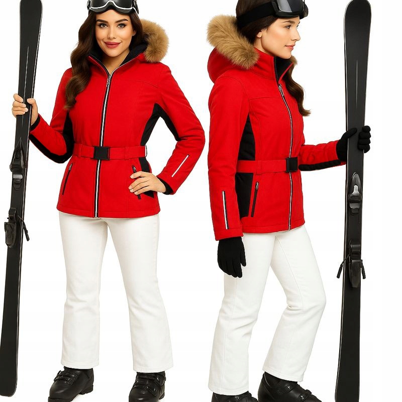 Damska Kurtka Zimowa Narciarska Klasyczna Membrana 20.000 Kaptur roz XL