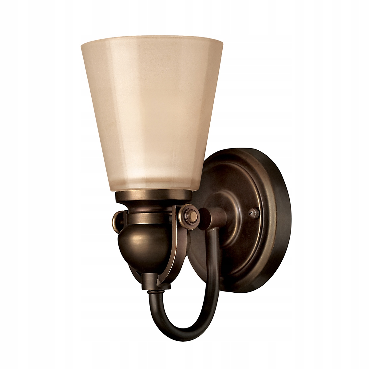 Hnedá sklenená nástenná lampa s klasickým tienidlom do obývačky Hinkley