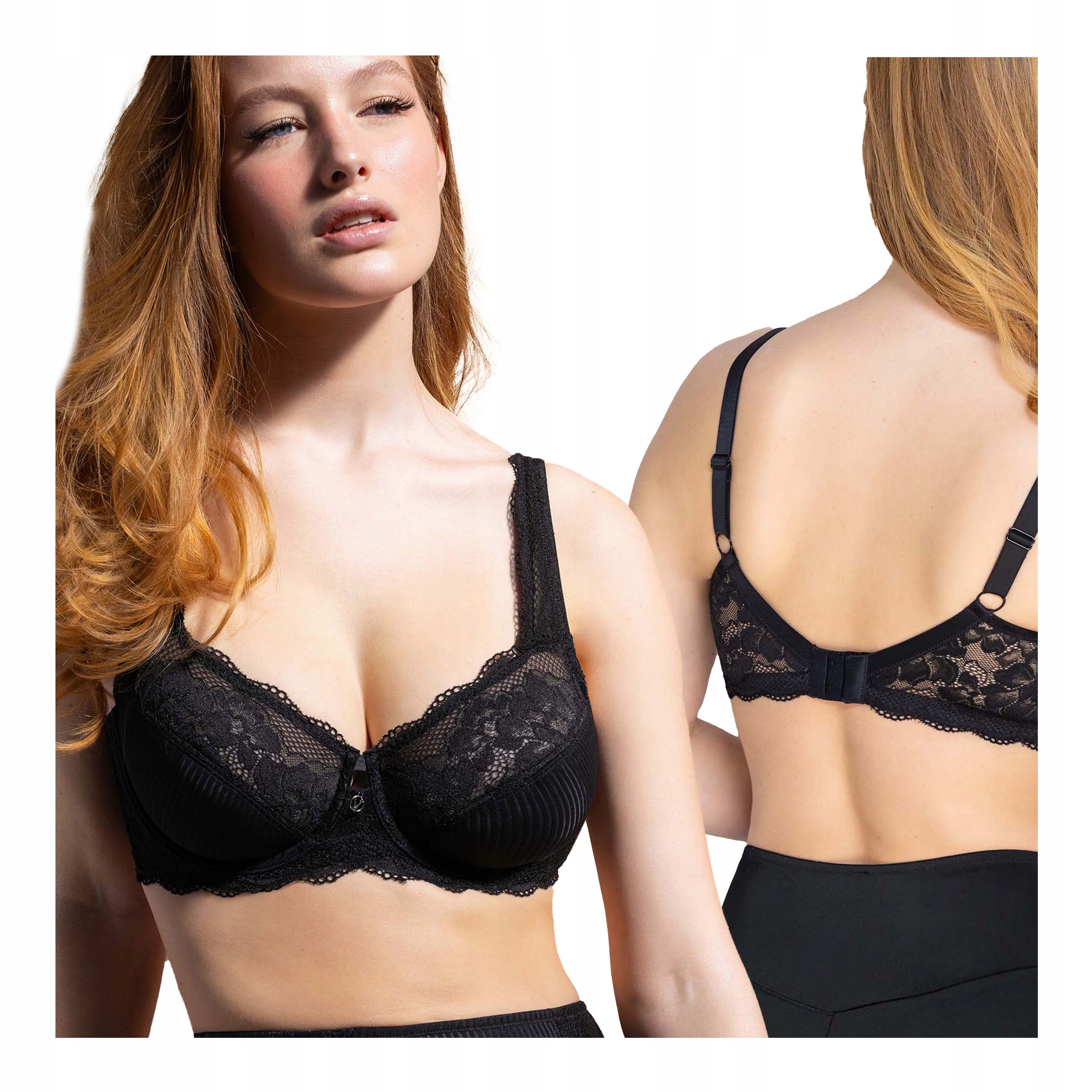 Dámská měkká krajková podprsenka s kosticemi černá 85C, velké velikosti