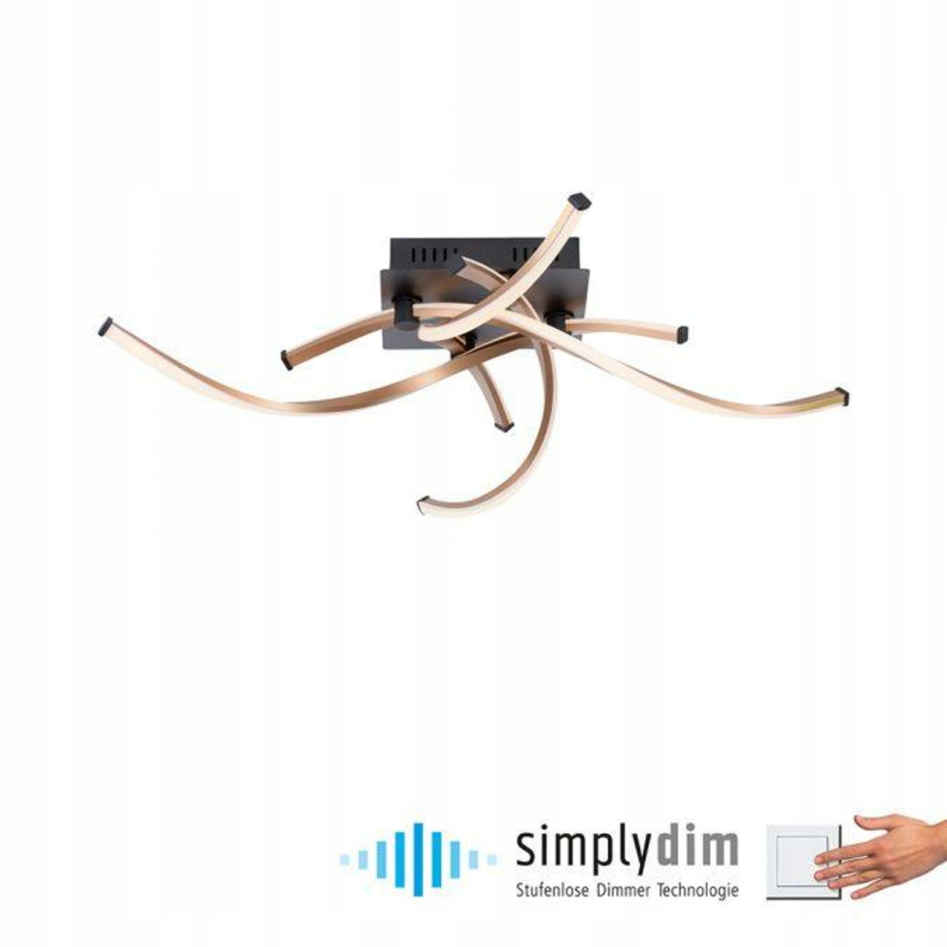 Paul Neuhaus Led stropné svietidlo čierna/zlatá, stmievateľné, SimplyDim, 3000