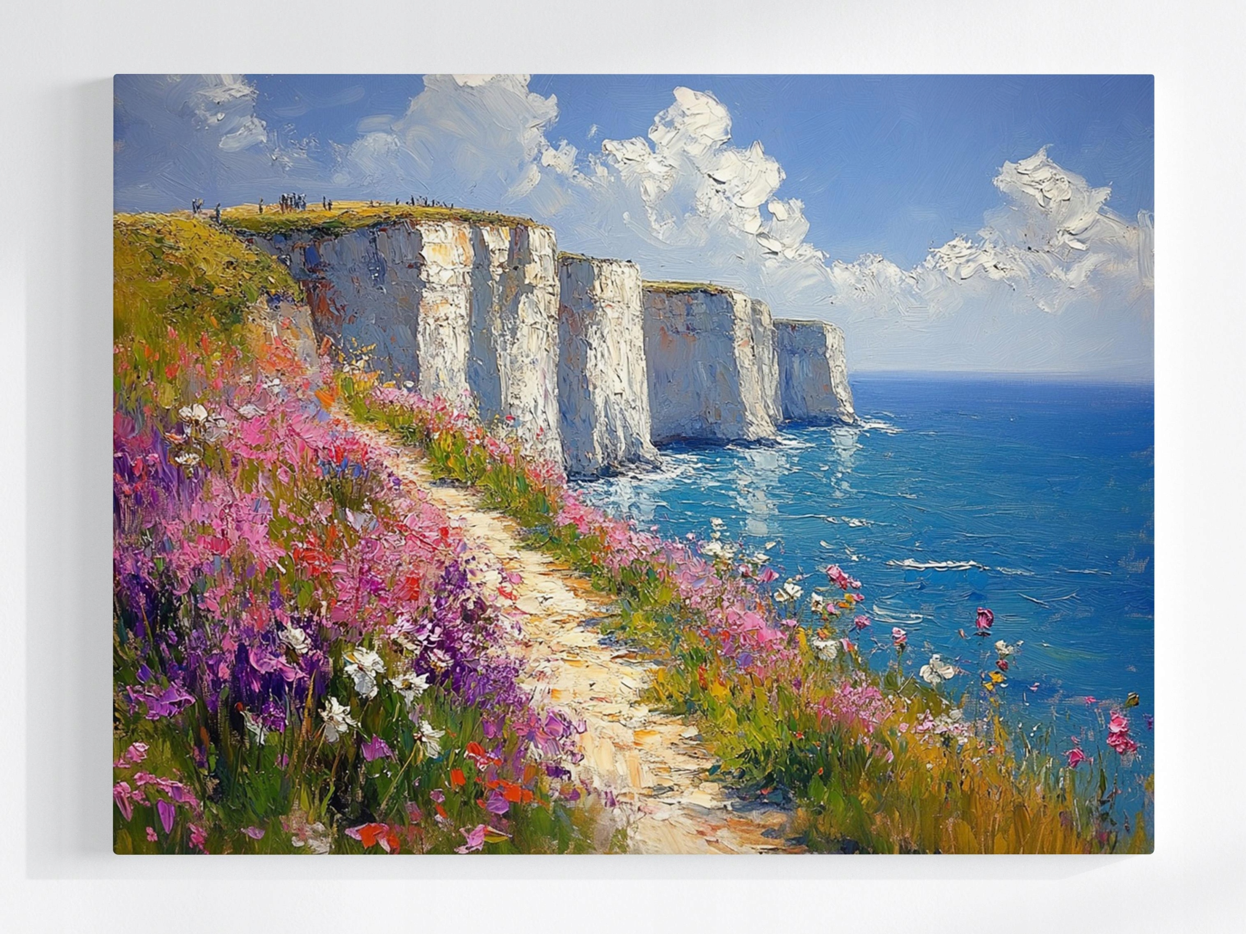 Obraz Na Plátně Canvas Útesy Dover Skály Květiny Louka Moře Léto 100x75