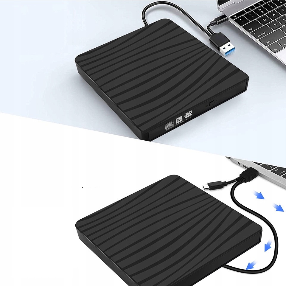 Zewnętrzny napęd optyczny nagrywarka CD-R DVD-RW z USB 3.0 C do laptopa Rodzaj napędu nagrywarka DVD