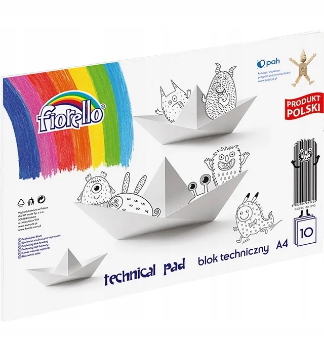 BLOK Biały TECHNICZNY szkolny A4 10 Kartek