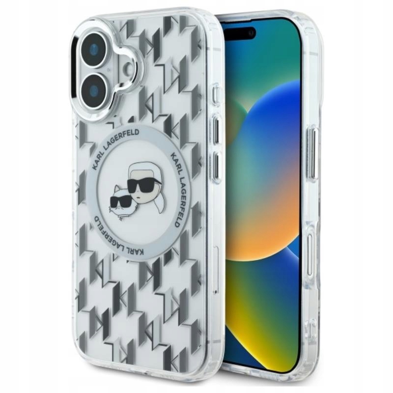 Karl Lagerfeld IML Monogram Choupette MagSafe pouzdro pro iPhone 16, průhledné