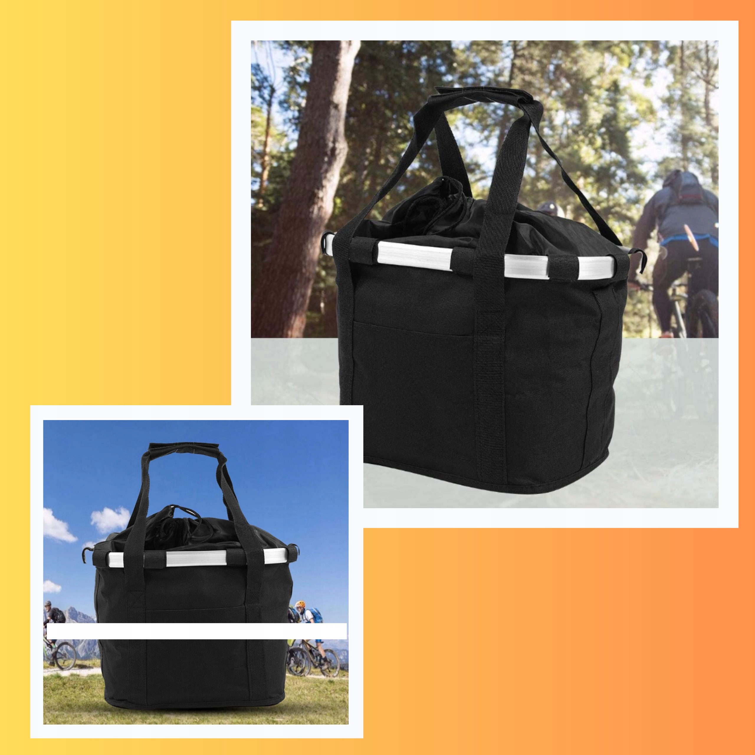 KOSZ ROWEROWY PRZEDNI CZARNY UCHWYT SAKWA TORBA Pojemność 10 l