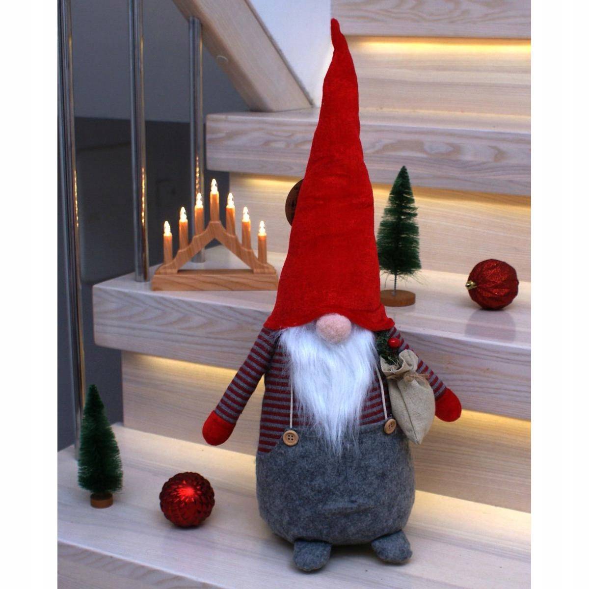 OZDOBA ŚWIĄTECZNA SKRZAT MIKOŁAJ DEKORACYJNY 50 CM Z WORKIEM I JARZĘBINĄ Kod producenta 1050485