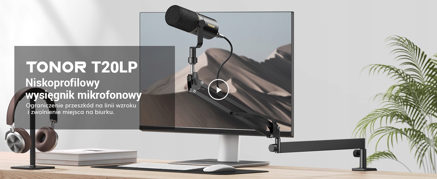 TONOR Niski Profil Mikrofonowy Boom Arm Do Gier Podcastów HyperX Blue Yeti — miniatura 10