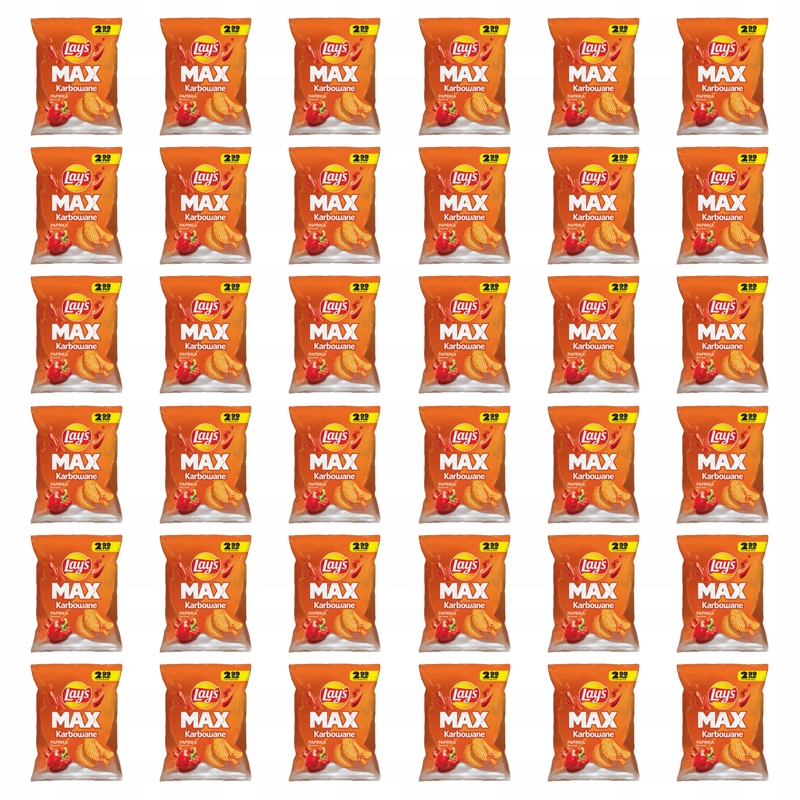 Lay's Max Karbowane Chipsy o smaku paprykowym 40g X36