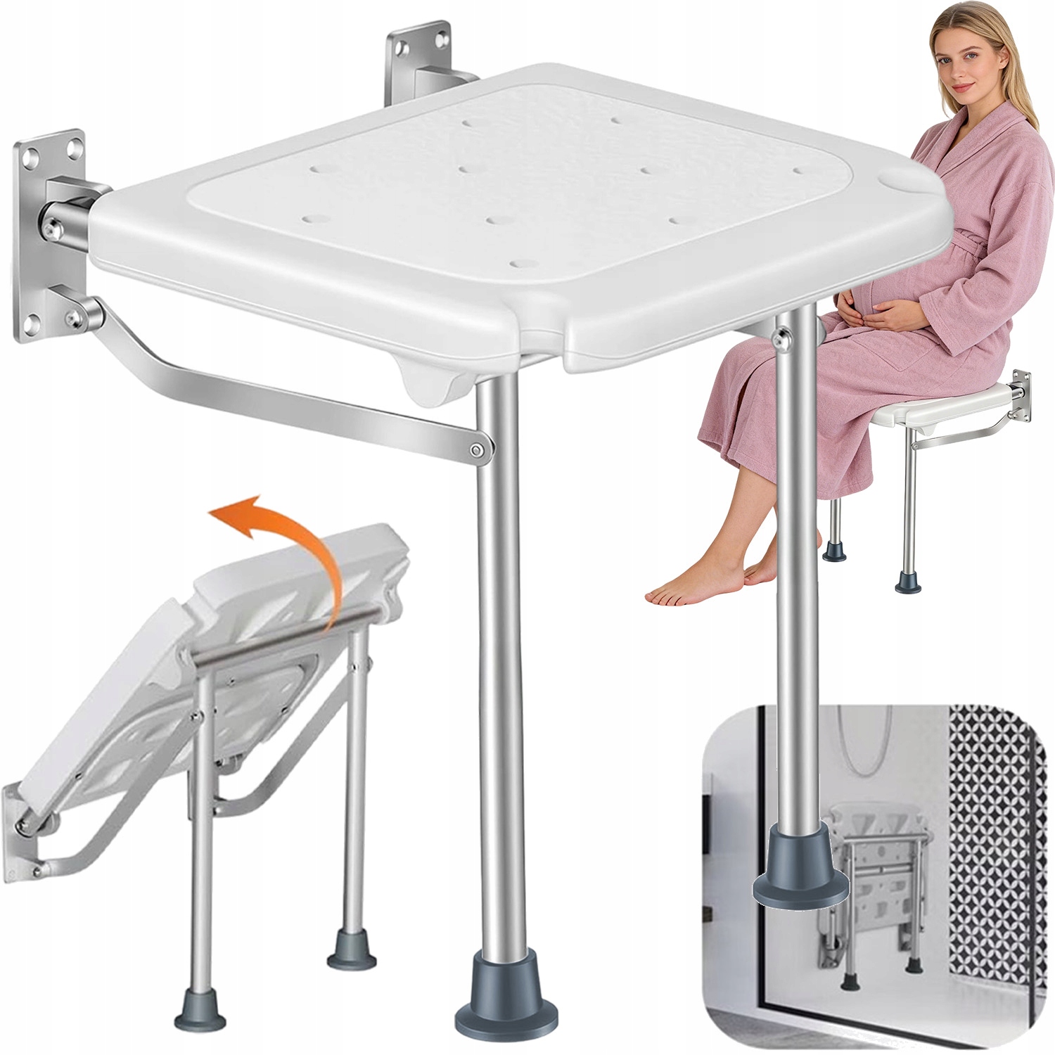 Taboret Stołek Pod Prysznic Krzesło Prysznicowe Do Wanny Stabilne Siedzisko