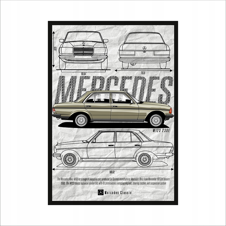 Obraz na ścianę grafika Mercedes Classic W123