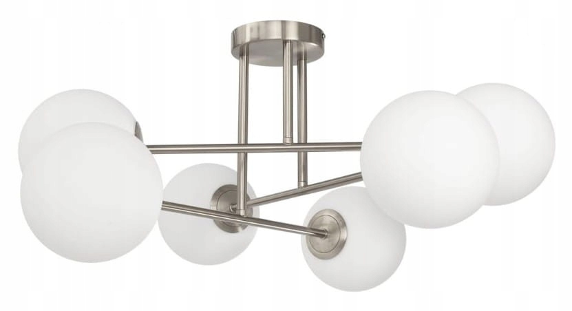 Lampa sufitowa silver Milano Tower 6 klosze mleczne kule
