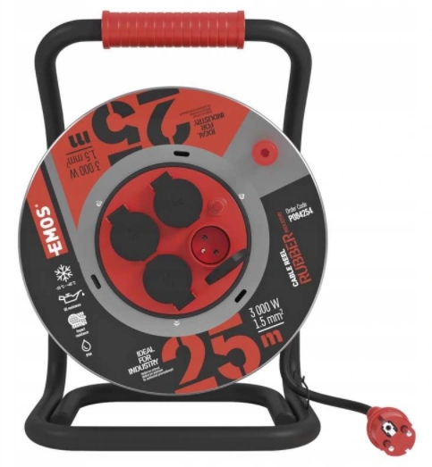 Vonkajší predlžovací kábel na bubne 25 m 4 zás. čierny guma-neoprén …