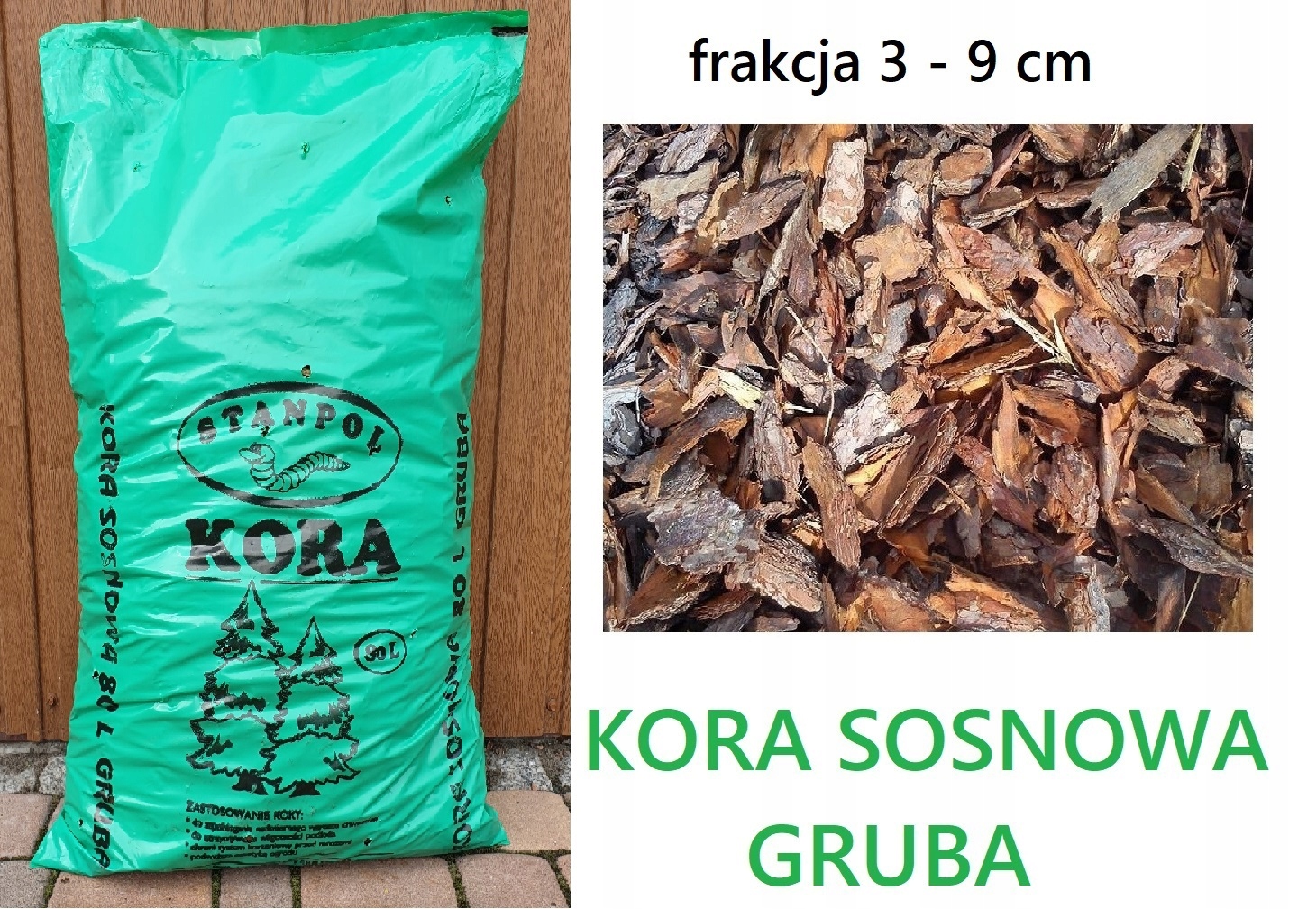 

Kora Sosnowa Sortowana Gruba 80L 1PALETA=36szt.