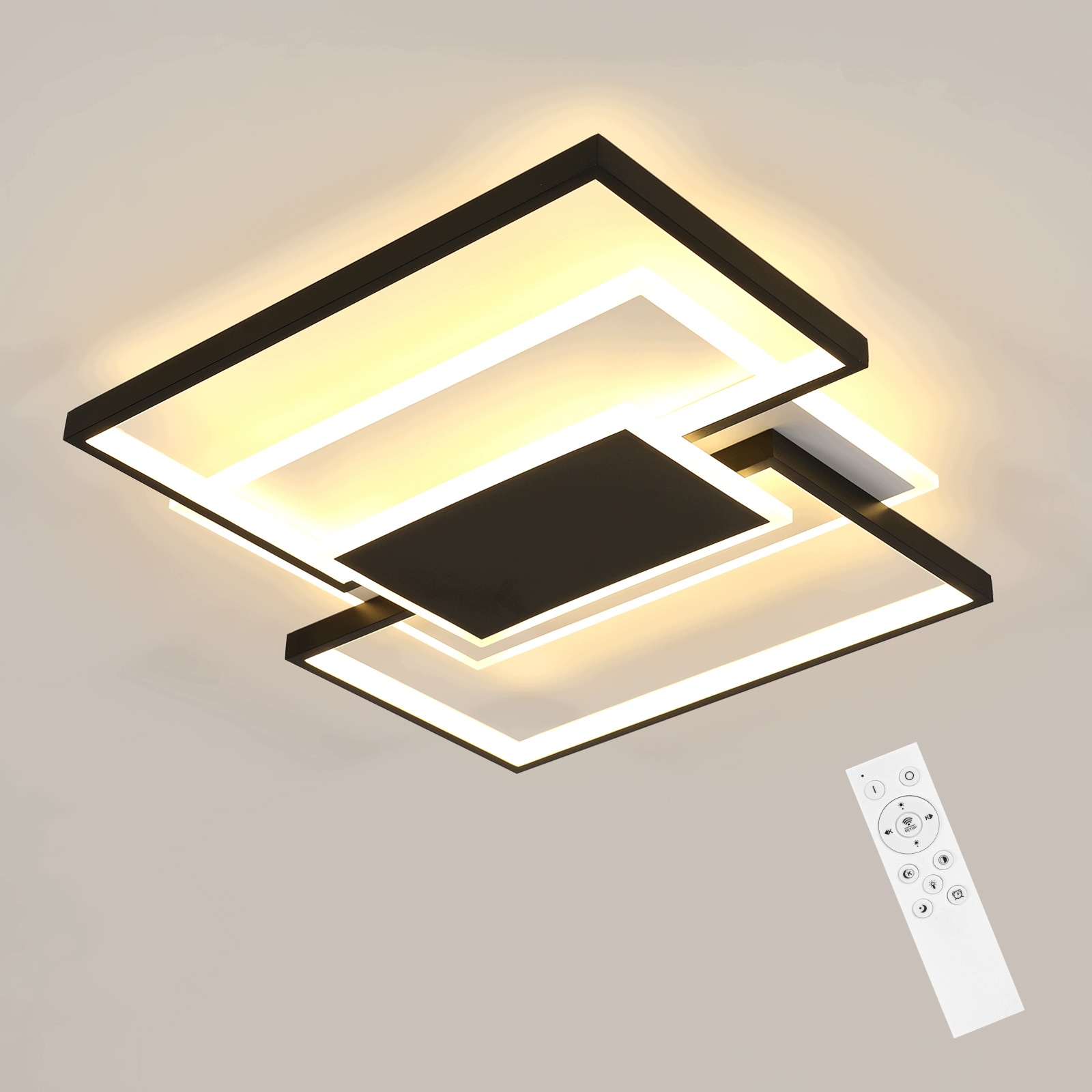 Stropní Led lampa závěsná bílá+černá čtverec s dálkovým ovládáním moderní 54W
