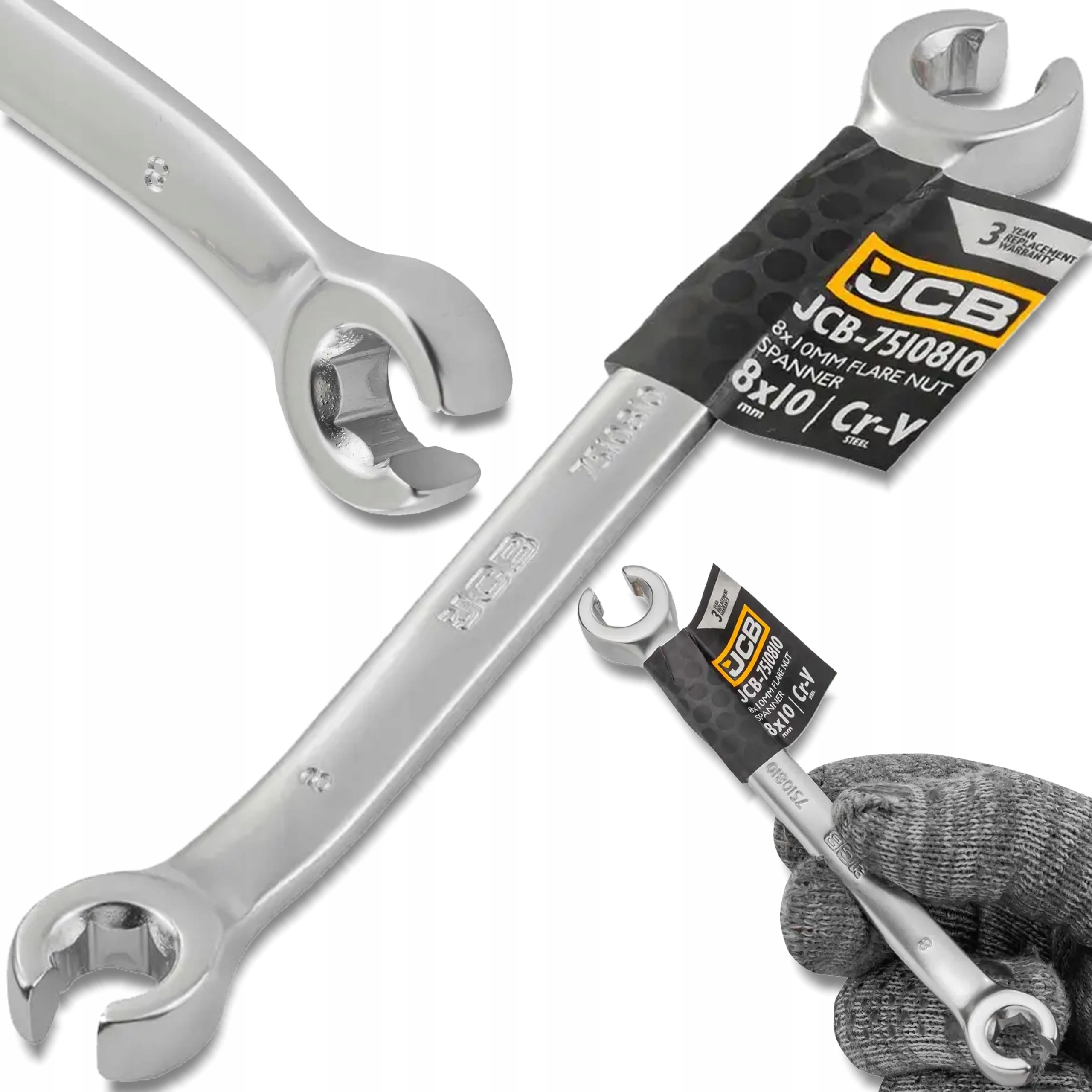 Jcb Klucz Oczkowy rozcięty 8x10 mm 2-STRONNY Cr-V 6-KĄTNY