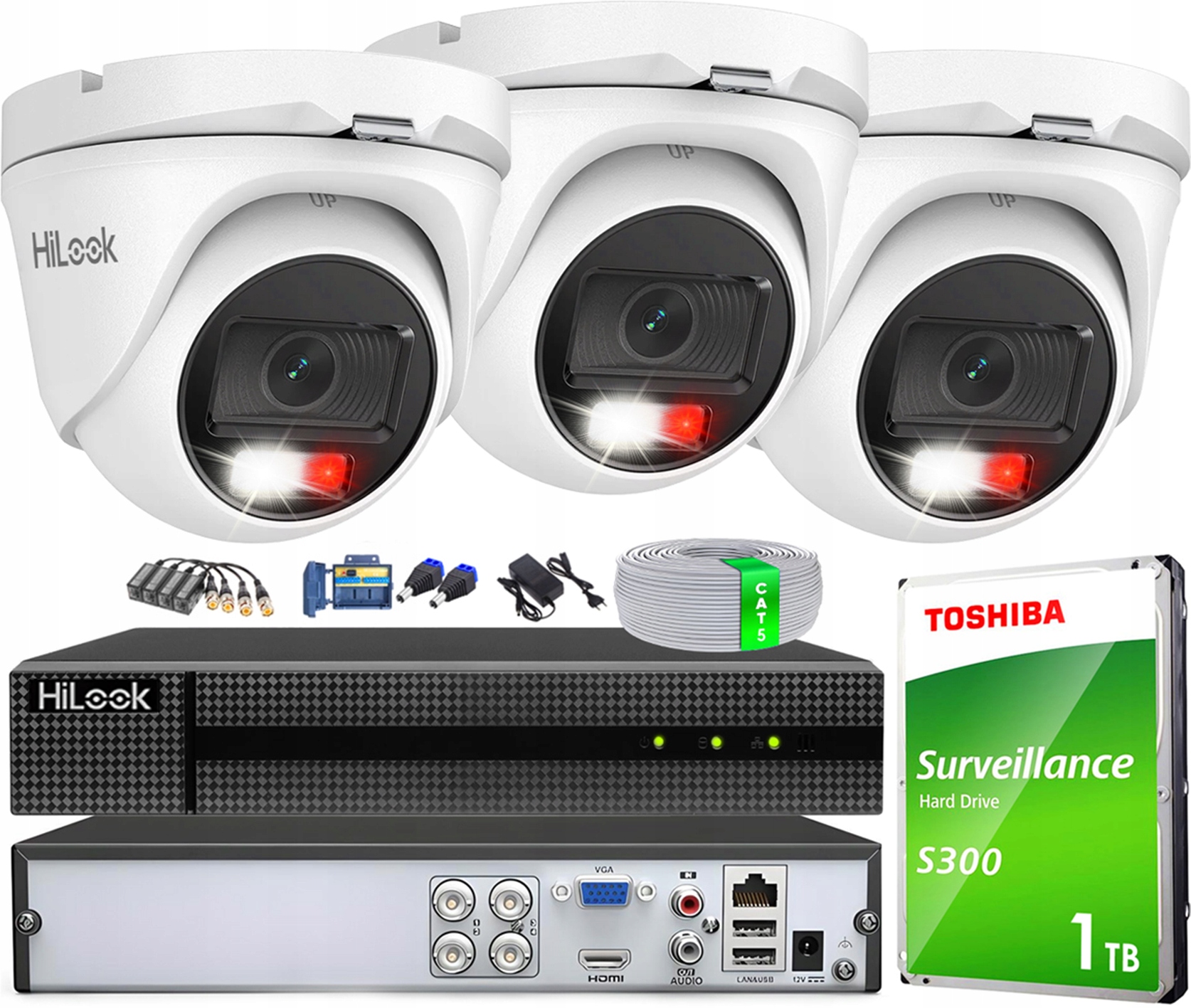 Sada na monitorovanie 3 kamier TVICAM-T2M-20DL DVR-4CH-4MP rekordér HiLook