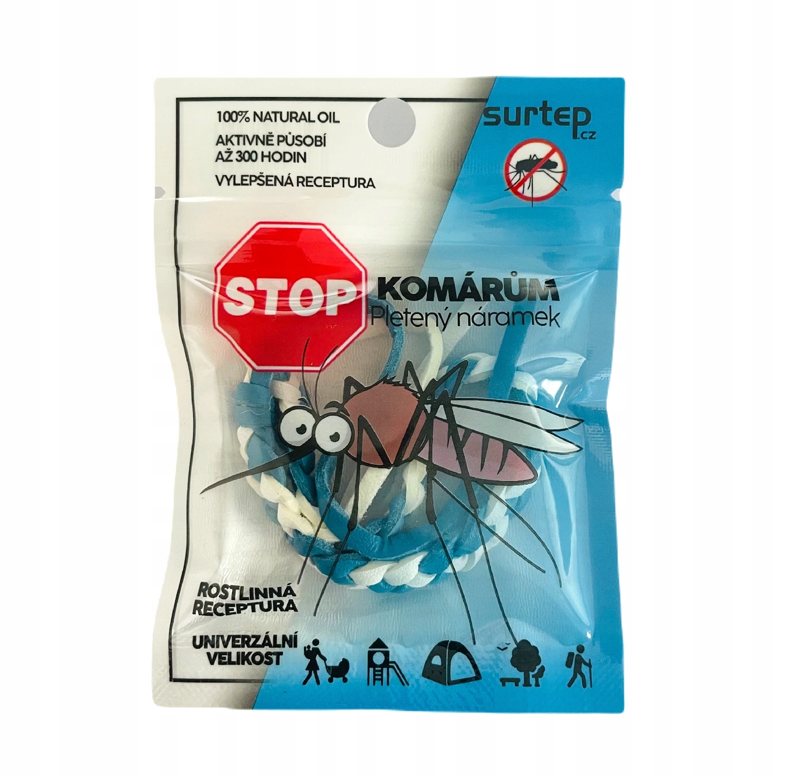 Stop komarom pleciona bransoletka 1 szt., Biały Szary