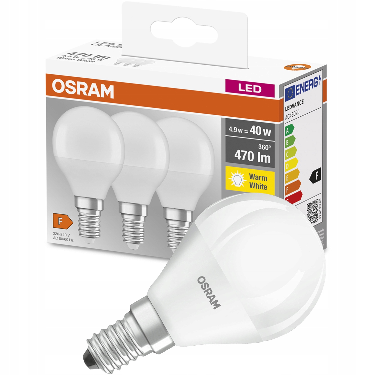 

3x Żarówka Led Kulka E14 5W 40W 470lm Osram