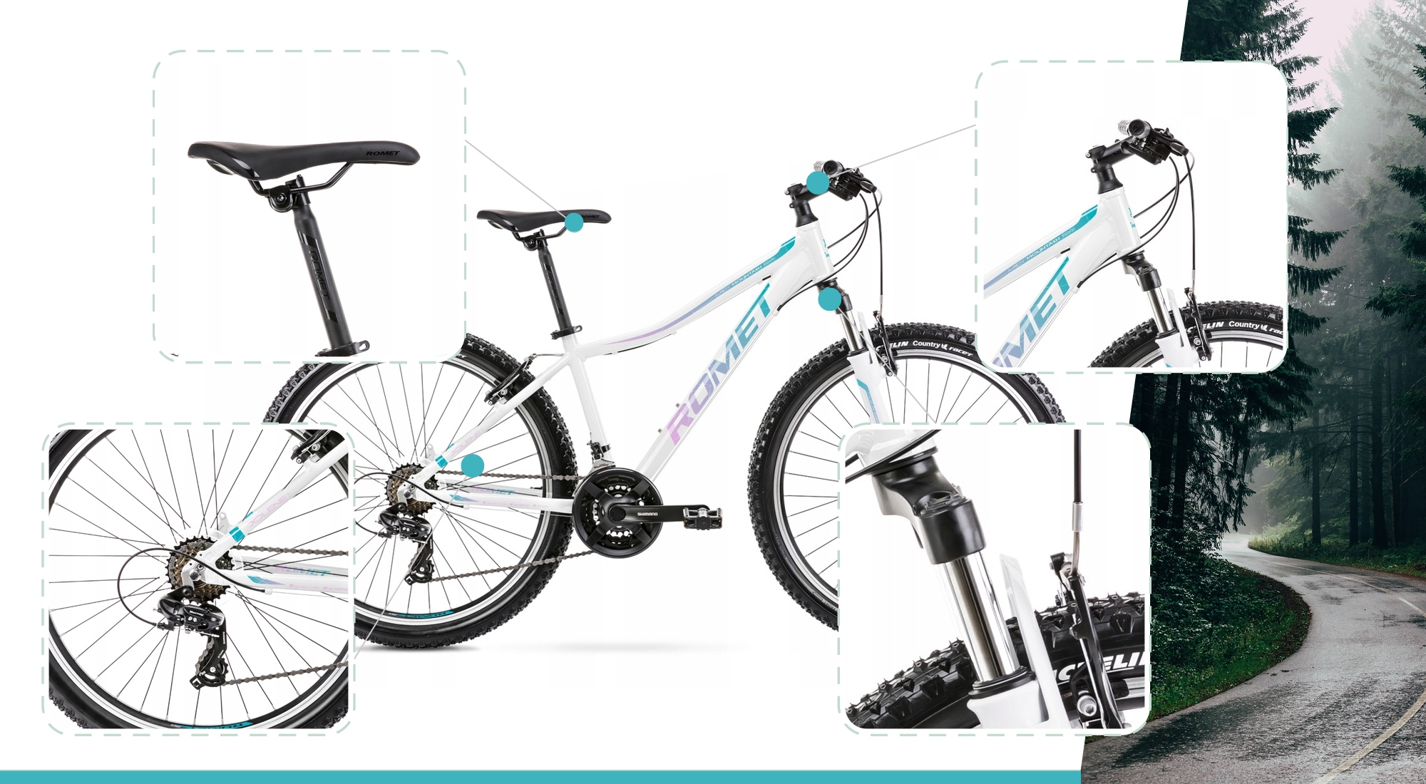 ГІРСЬКИЙ ВЕЛОСИПЕД MTB 26 ROMET JOLENE 6.1 SHIMANO ALU ОСВІТЛЕННЯ БЕЗКОШТОВНЕ ВЗУТТЯ