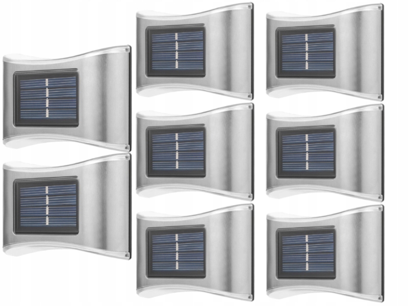 8x Hliníková Venkovní Lampa Solární Nástěnné Svítidlo Nahoru Dolů Soumrakový Senzor