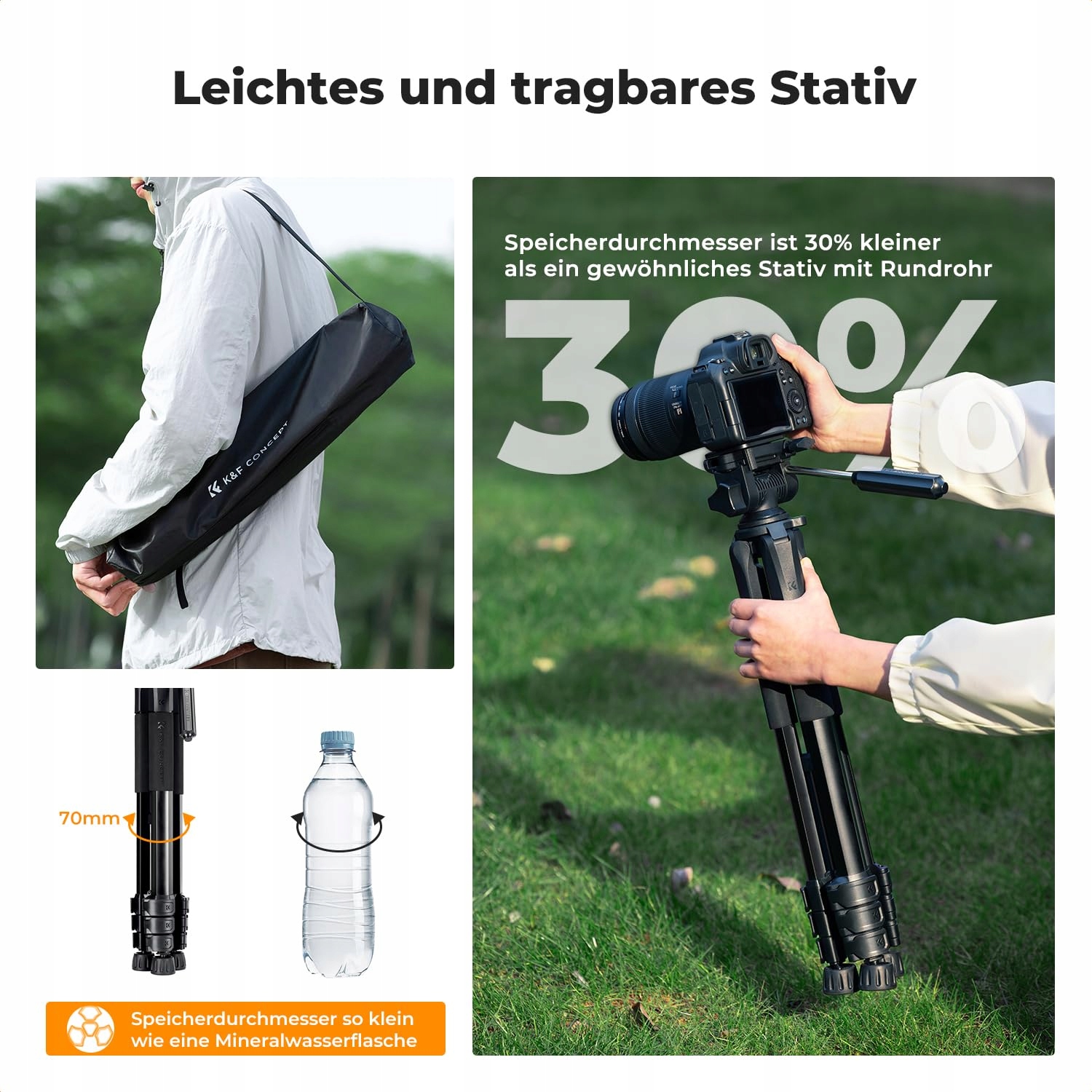 K&F CONCEPT Lekki Statyw 172cm Do Aparatów i Smartfonów Z Torbą — miniatura 3