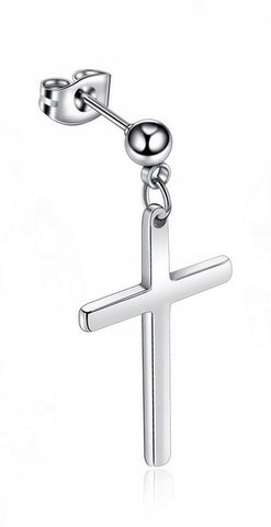 

Kolczyk Srebrny Krzyż 25/16mm Kulka 4mm stal 316L