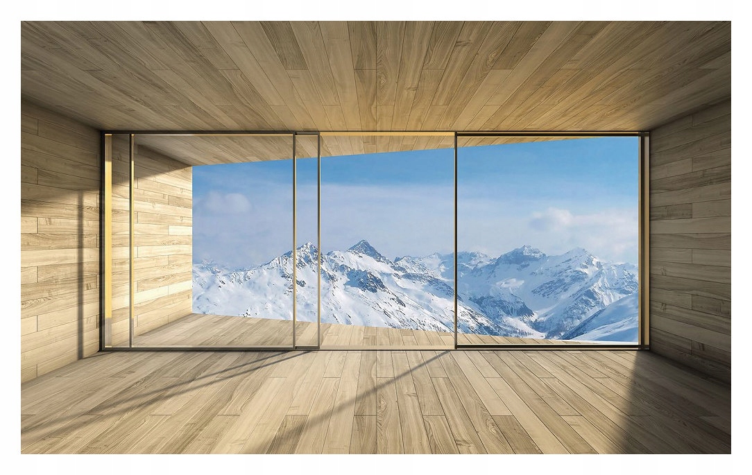 Fototapeta Hory z okna Dřevo Příroda Klid 208x146 interiér pohled lepidlo