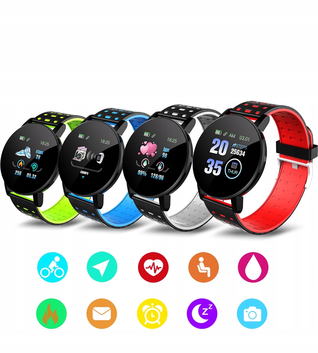 SMARTWATCH zegarek SMARTBAND do IPHONE HUAWEI 4KOL Kolor wielokolorowy