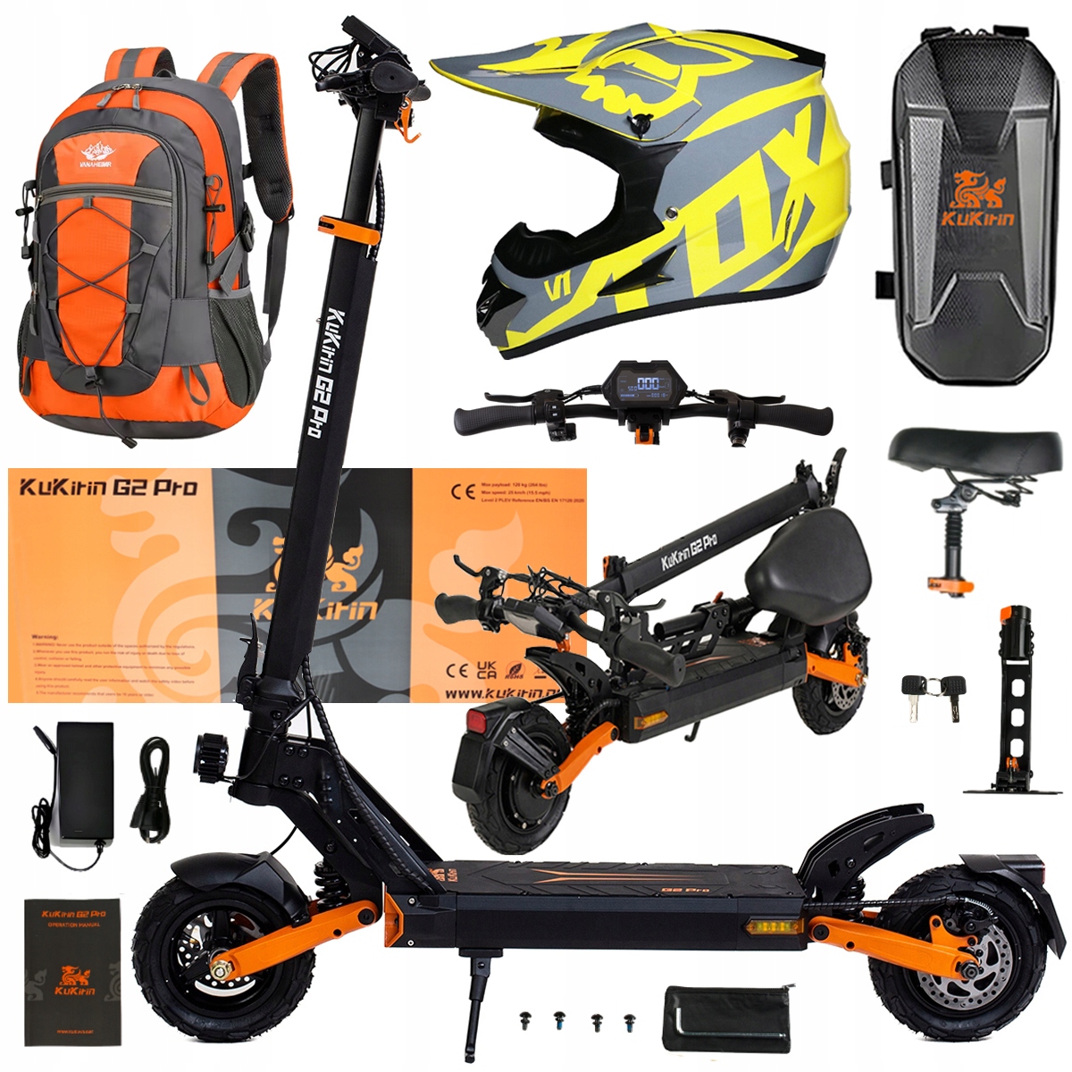 Składany Pojazd Elektryczny Kukirin G2 Pro 1000W 48V 15.6AH 45KM/H +Prezent