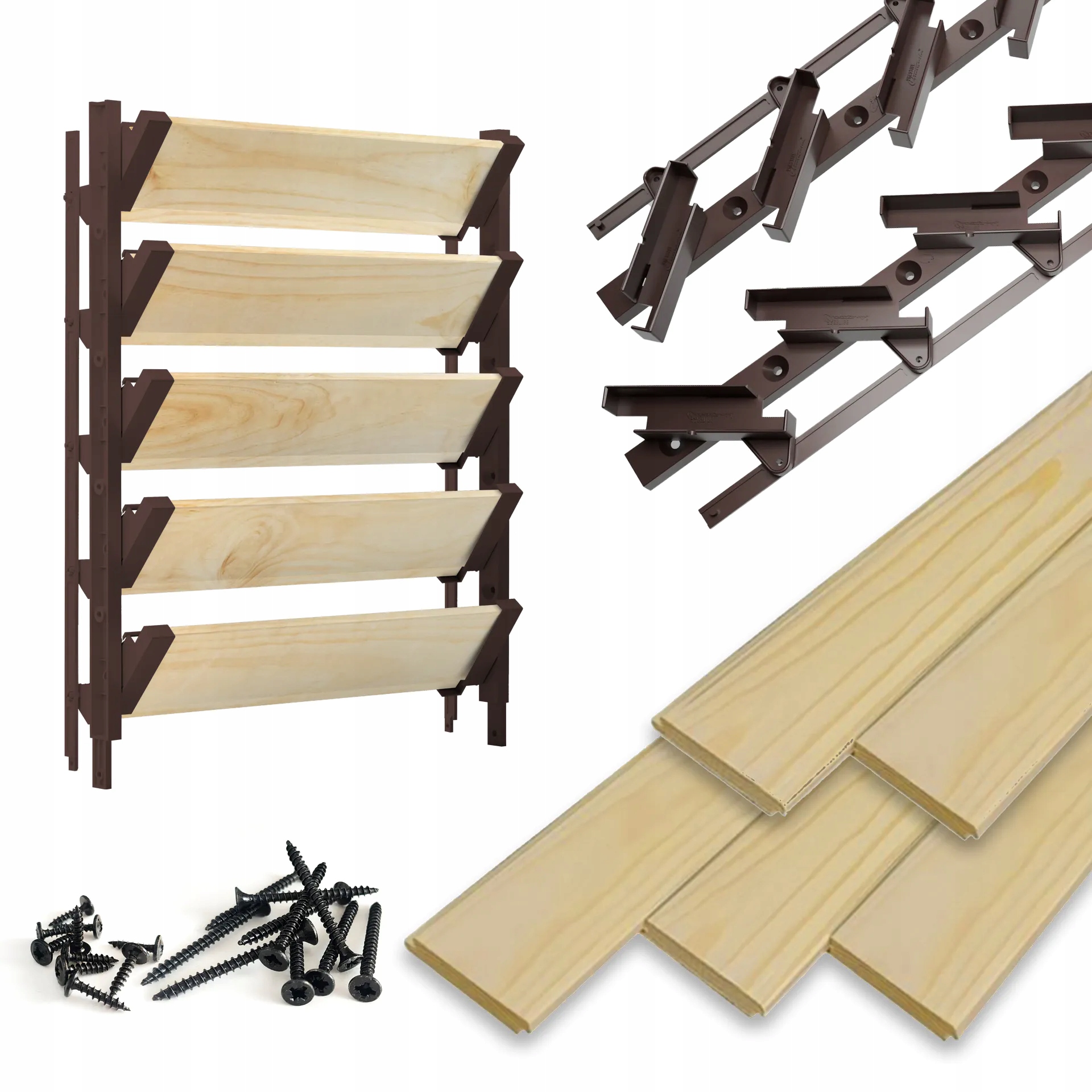 Terasové žaluzie Borovice 5 ks Shutters Systém Hdpe Pohyblivé desky Bronz