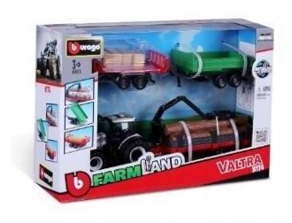 Tractor Gift Set Valtra + 3 trailers 10cm BBURAGO