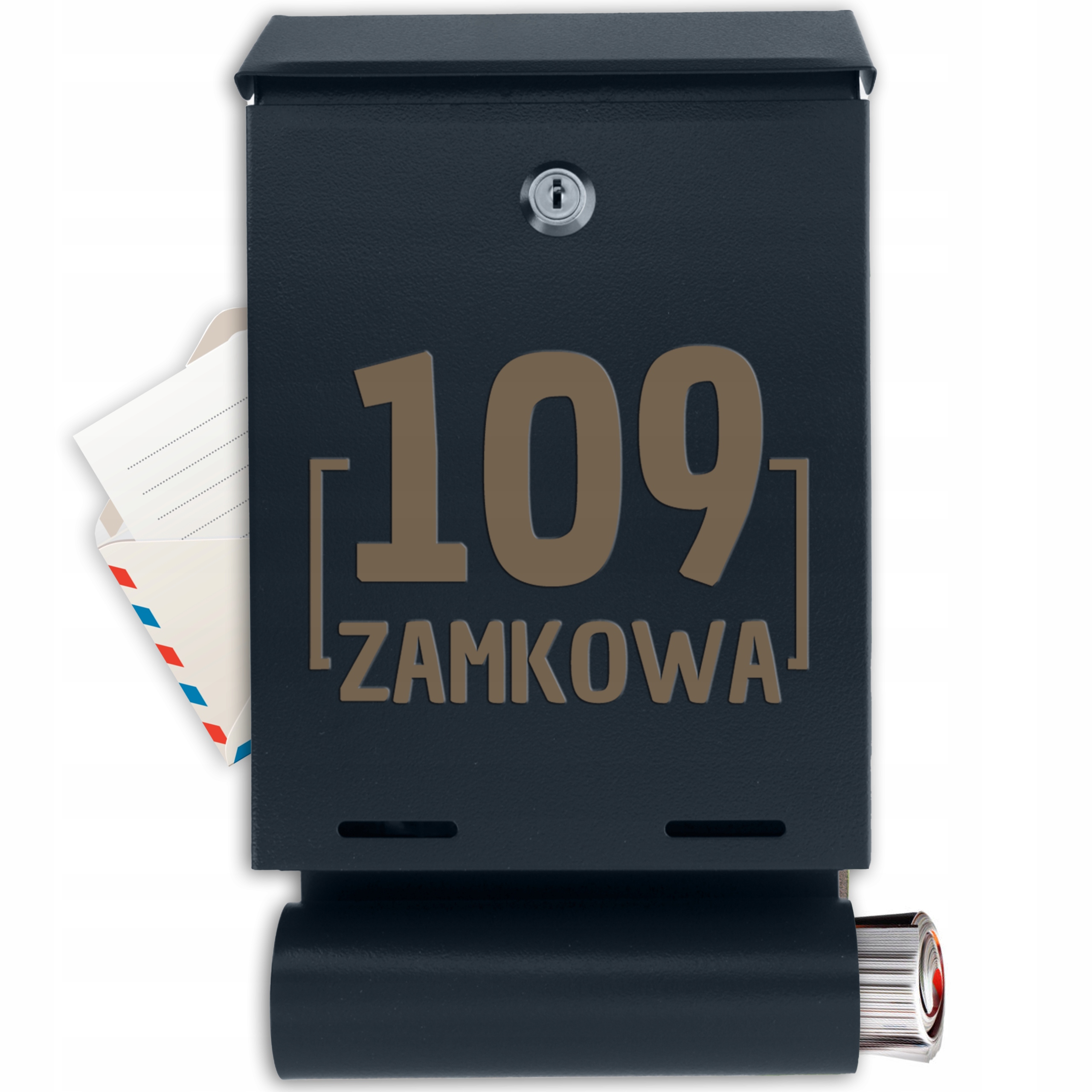 Poštovní Schránka S Poštovní Adresou Č. Domu Ulice Gravírované Noviny