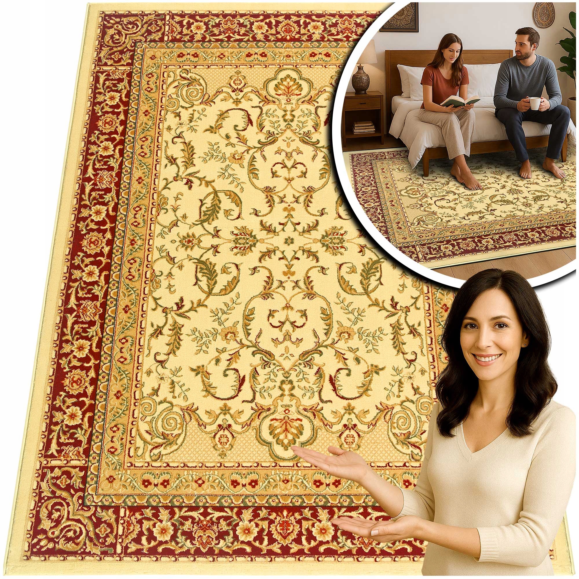 Béžový Koberec Běhoun do předsíně Turecké koberce Do Obývacího Pokoje Belvedere 90x320