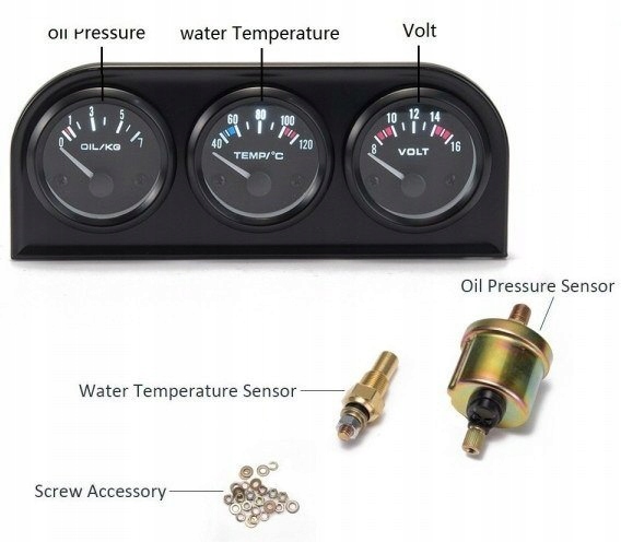 ZEGAR x3 VOLT CISNIENIA OLEJU TEMPERATURY WODY KET Producent czesci Inny