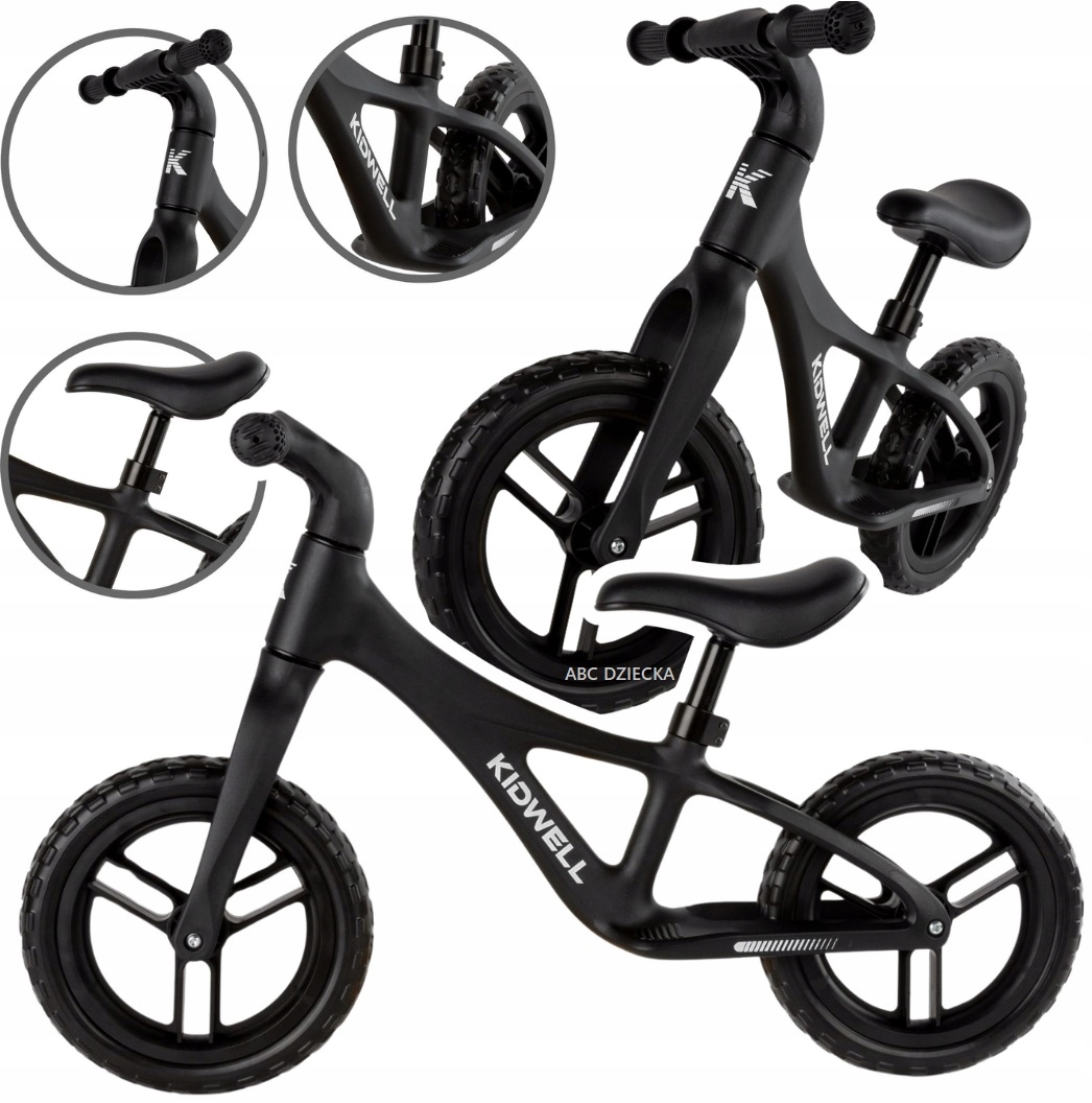 Kidwell Rowerek biegowy dla dzieci Jogo Black lekki nowoczesny