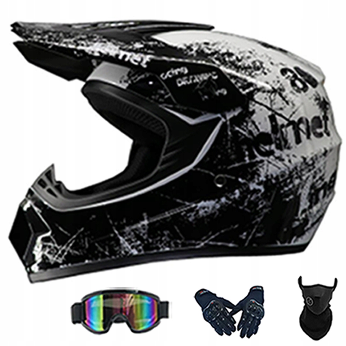 Motocyklová Přilba Lehká Enduro Quada Brýle Rukavice Maska S