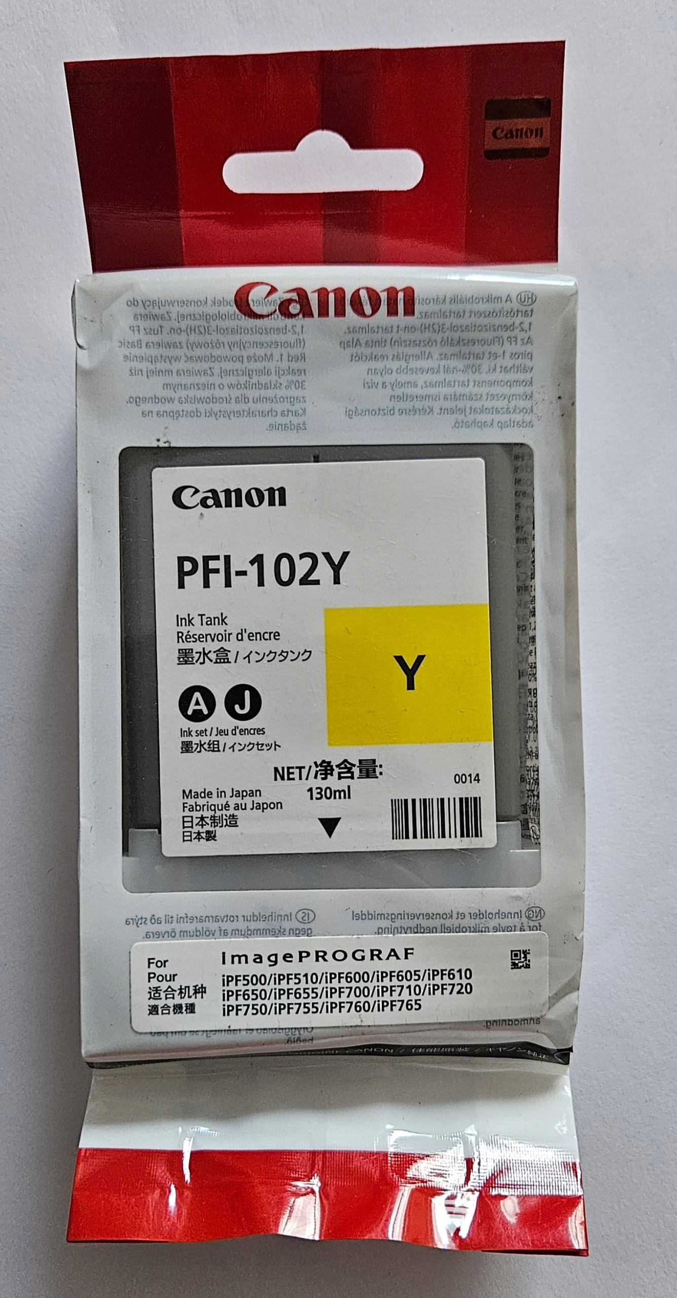 Tusz Canon Pfi-102 Yl (żółty) 130ml ImagePROGRAF