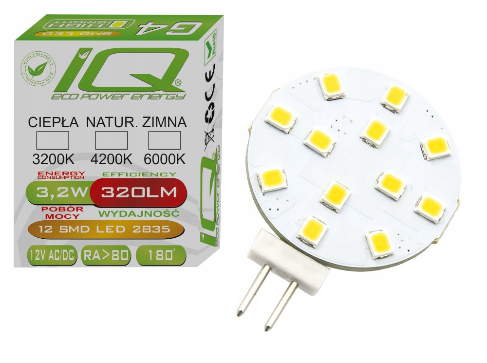 ŻARÓWKA G4 12 LED SMD 12V AC/DC 3,2W NEUTRALNA CCD