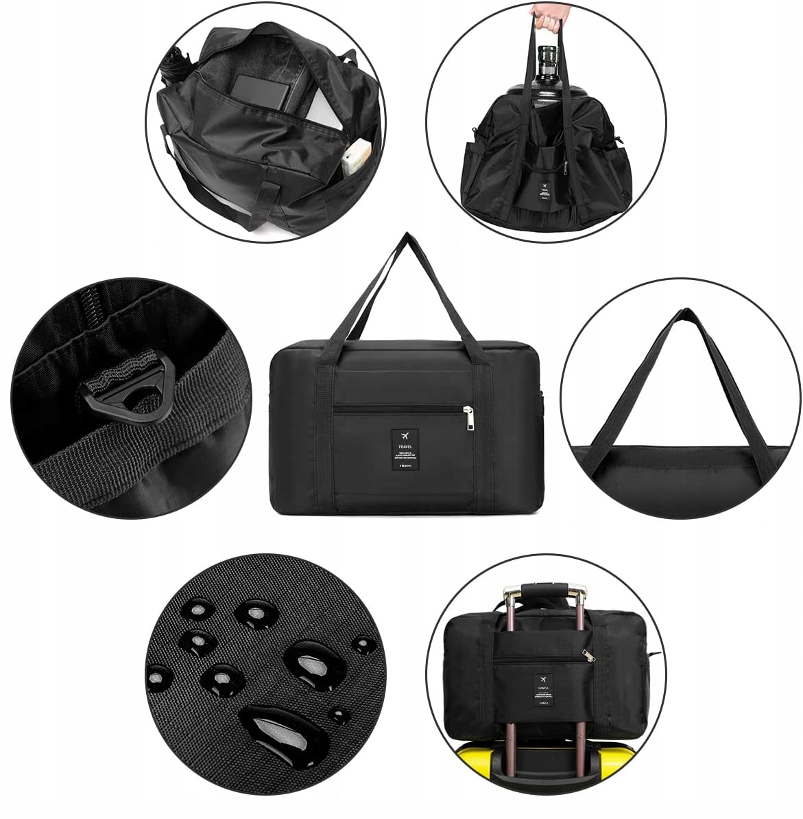 SKŁADANA TORBA PODRÓŻNA WALIZKA TORBA KABINOWA NA BAGAŻ RĘCZNY 40X20X25 Wzór dominujący bez wzoru