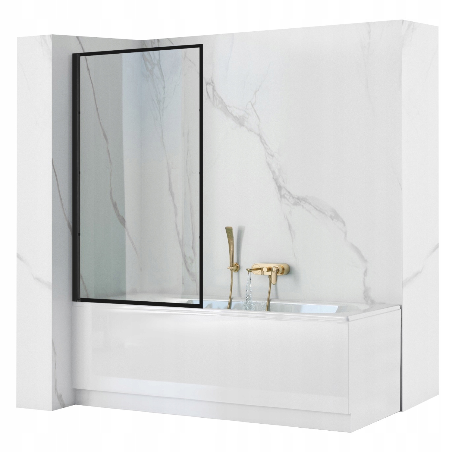 Paraván Černá Rea Lagos Fix 70x140 cm Skleněná 5 mm Pevná Vanová