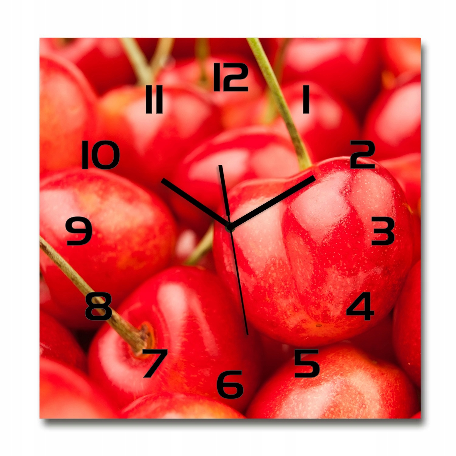 

Duży kwadratowy szklany zegar ścienny Wiśnia 60x60