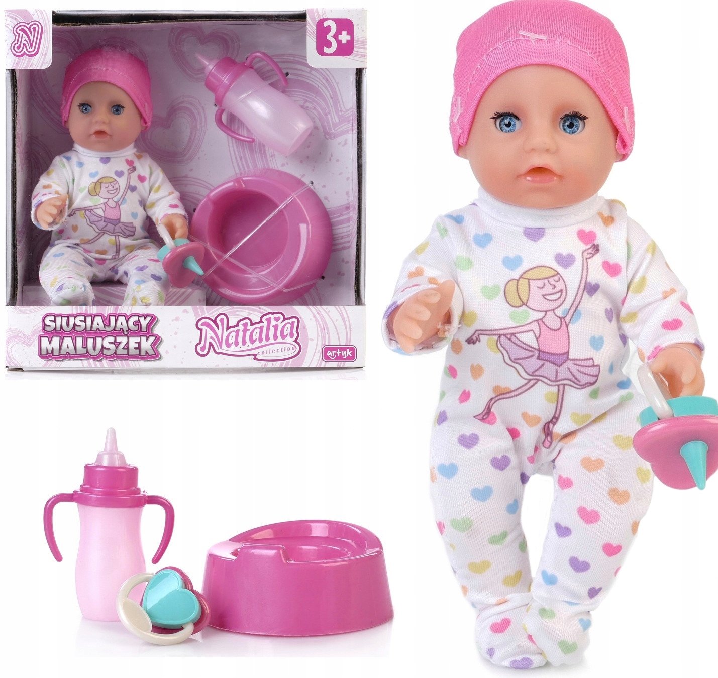 

Lalka Natalia Bobas Butelka Pije Nocnik Siusiająca