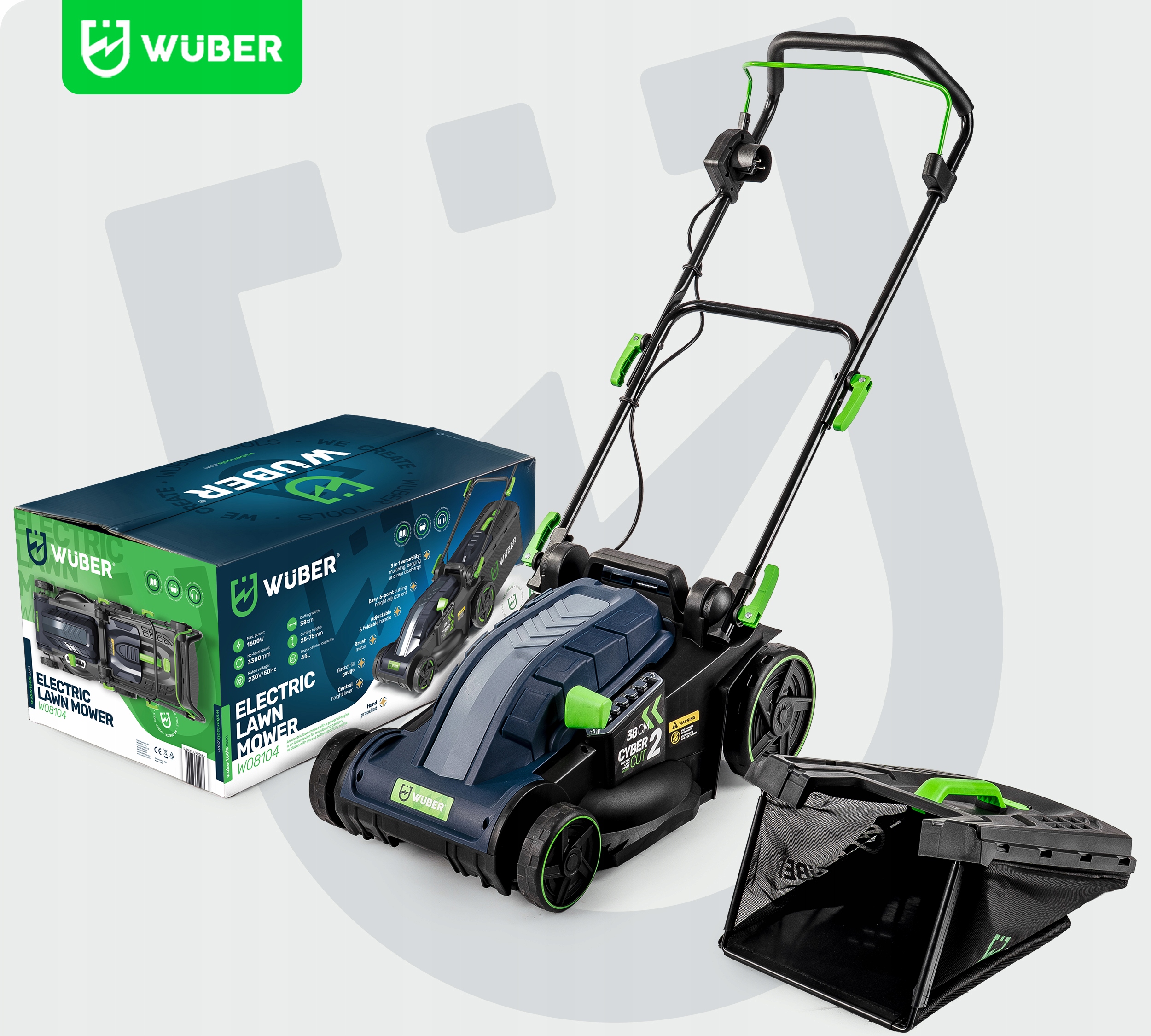 KOSIARKA ELEKTRYCZNA LEKKA MOCNA DO TRAWY Z REGULACJĄ DUŻY KOSZ WUBER Kosz z koszem