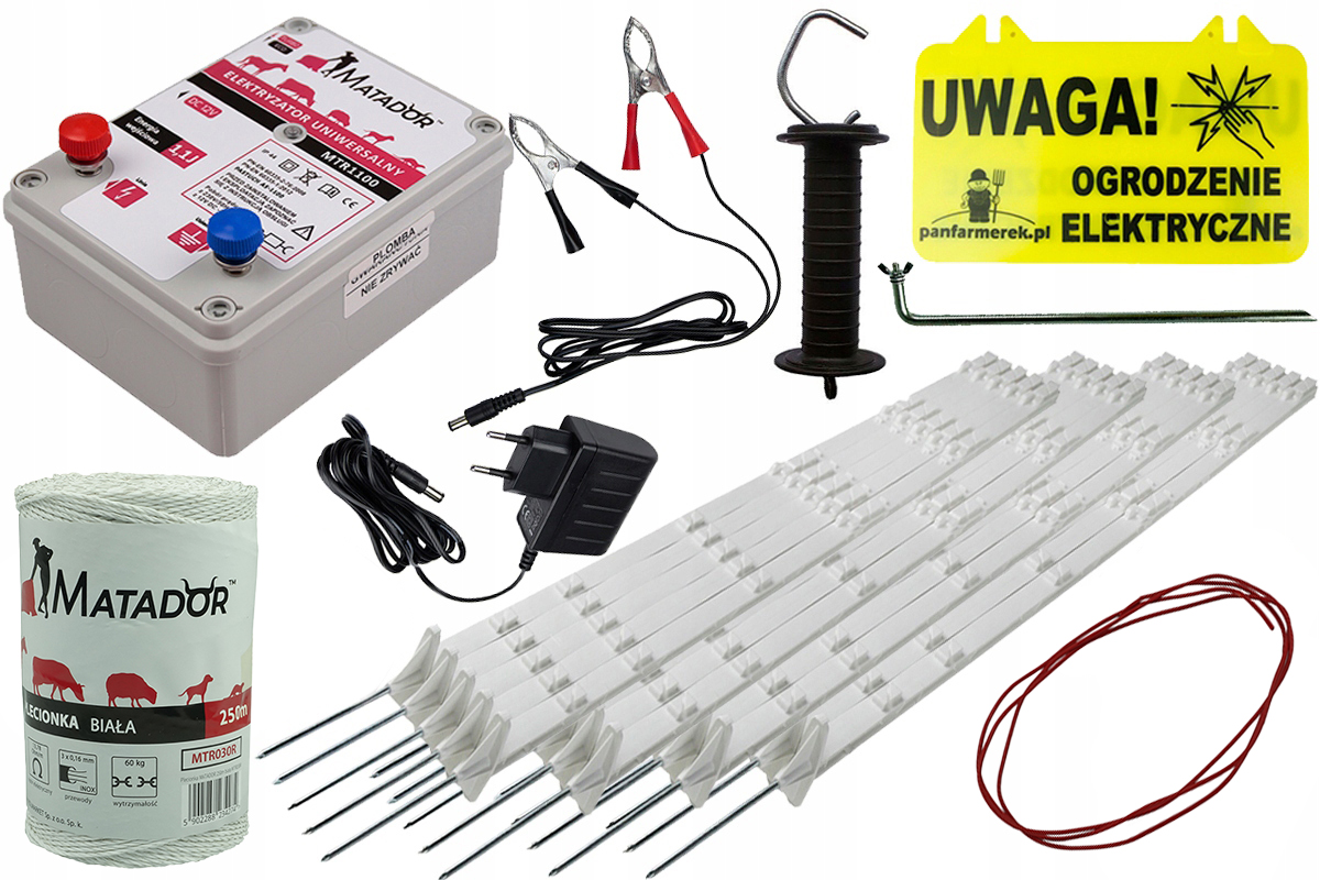 

Zestaw Pastuch Elektryczny Dla Krów bydła +paliki