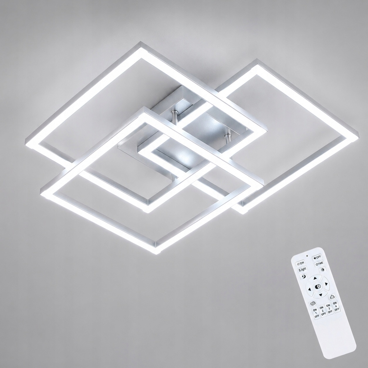 Stropné Led svietidlo štvorcové, luster s diaľkovým ovládaním, strieborné, moderné, 40W