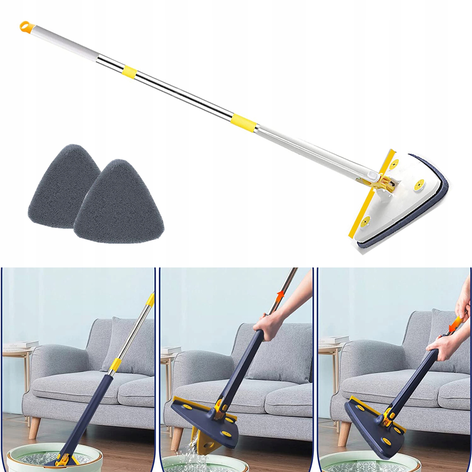 Trojúhelníkový mop na okna 360° otočný 127 cm