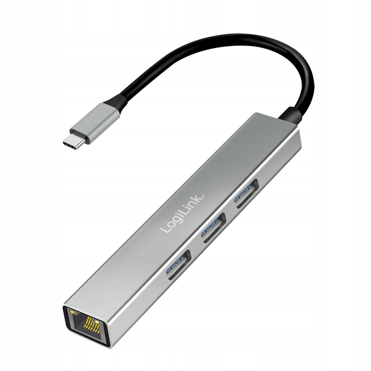 Usb-c hub 3-portový Usb-a RJ45 Gigabit Ethernet 5Gb/s LogiLink hliníkový