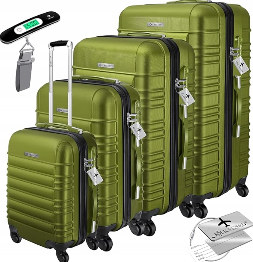 Zestaw Walizek Twardych Na Kółkach 4 Sztuki Abs Khaki Kesser