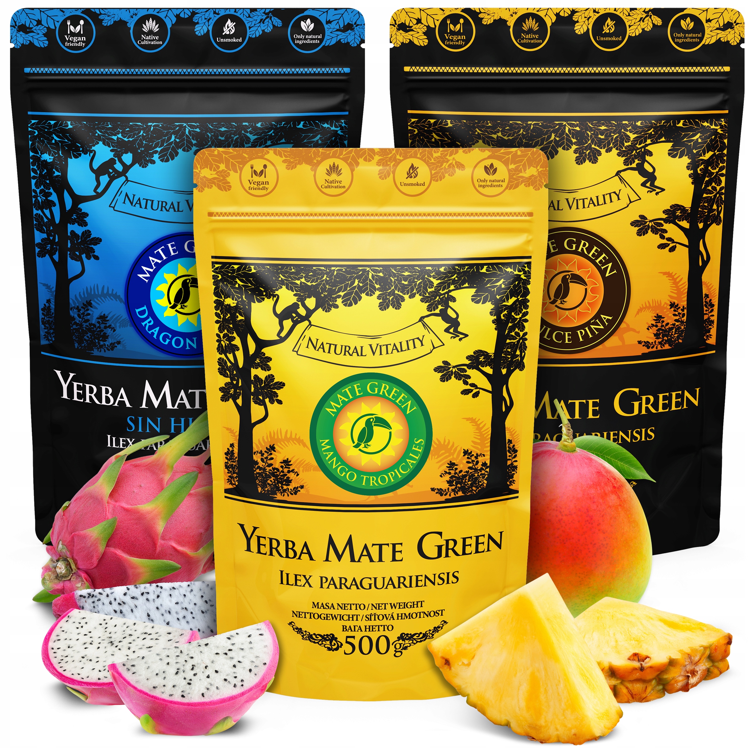 Levně Sada Yerba Mate Green Ovocné 3x500g různé příchutě nejlepší 1,5kg