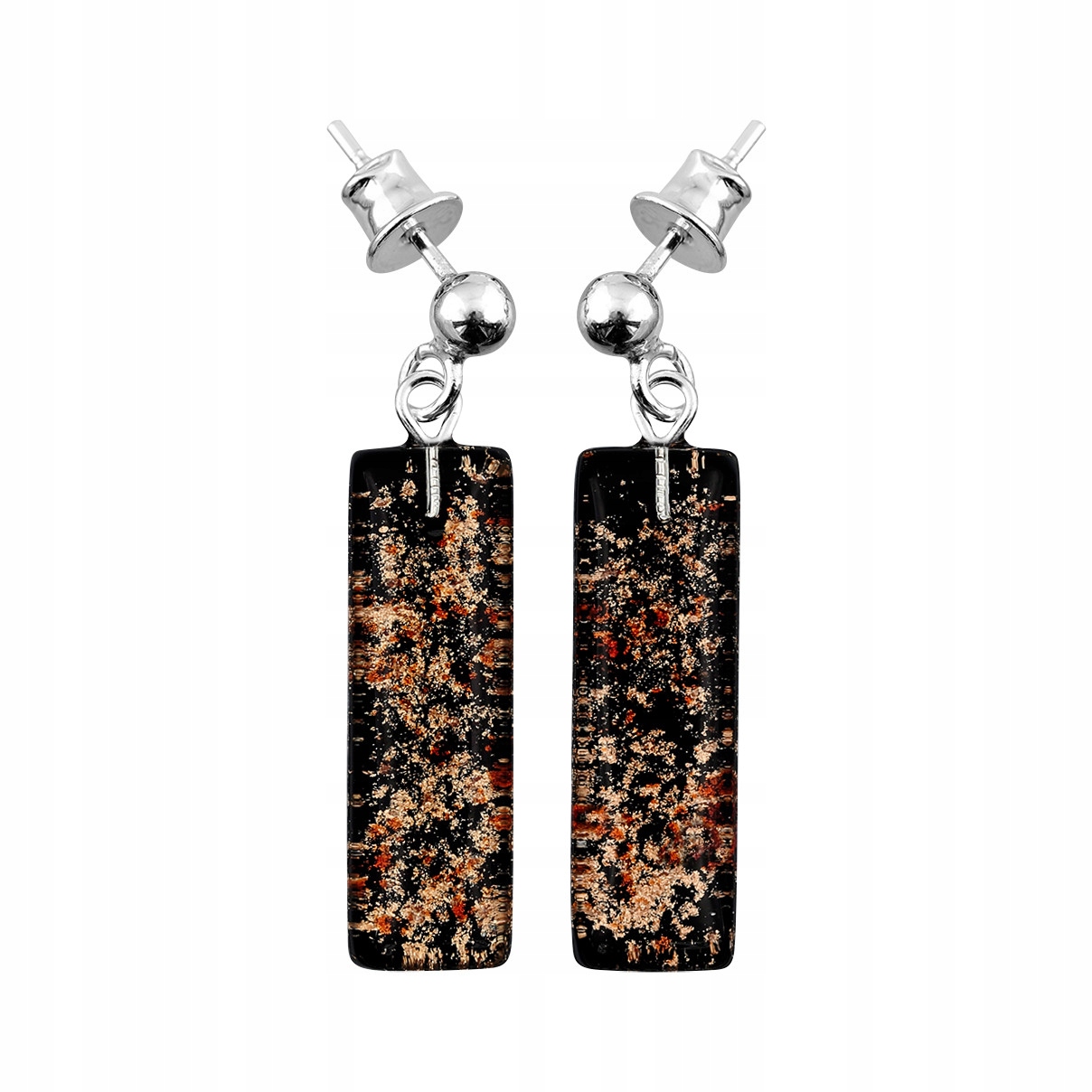 Dámské černé Náušnice Harf, muránské sklo